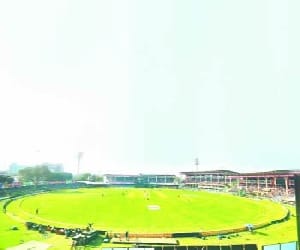 athletics stadium file stuck due forest department.